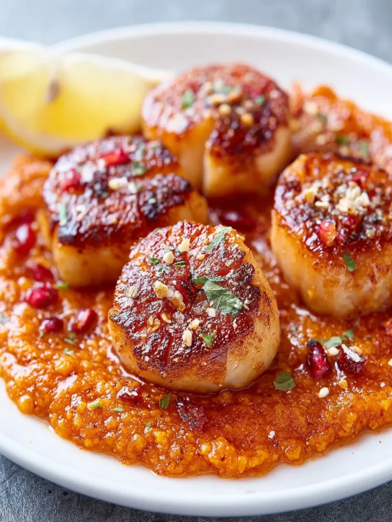 Seared Scallops with Spicy Red Pepper Sauce First Image