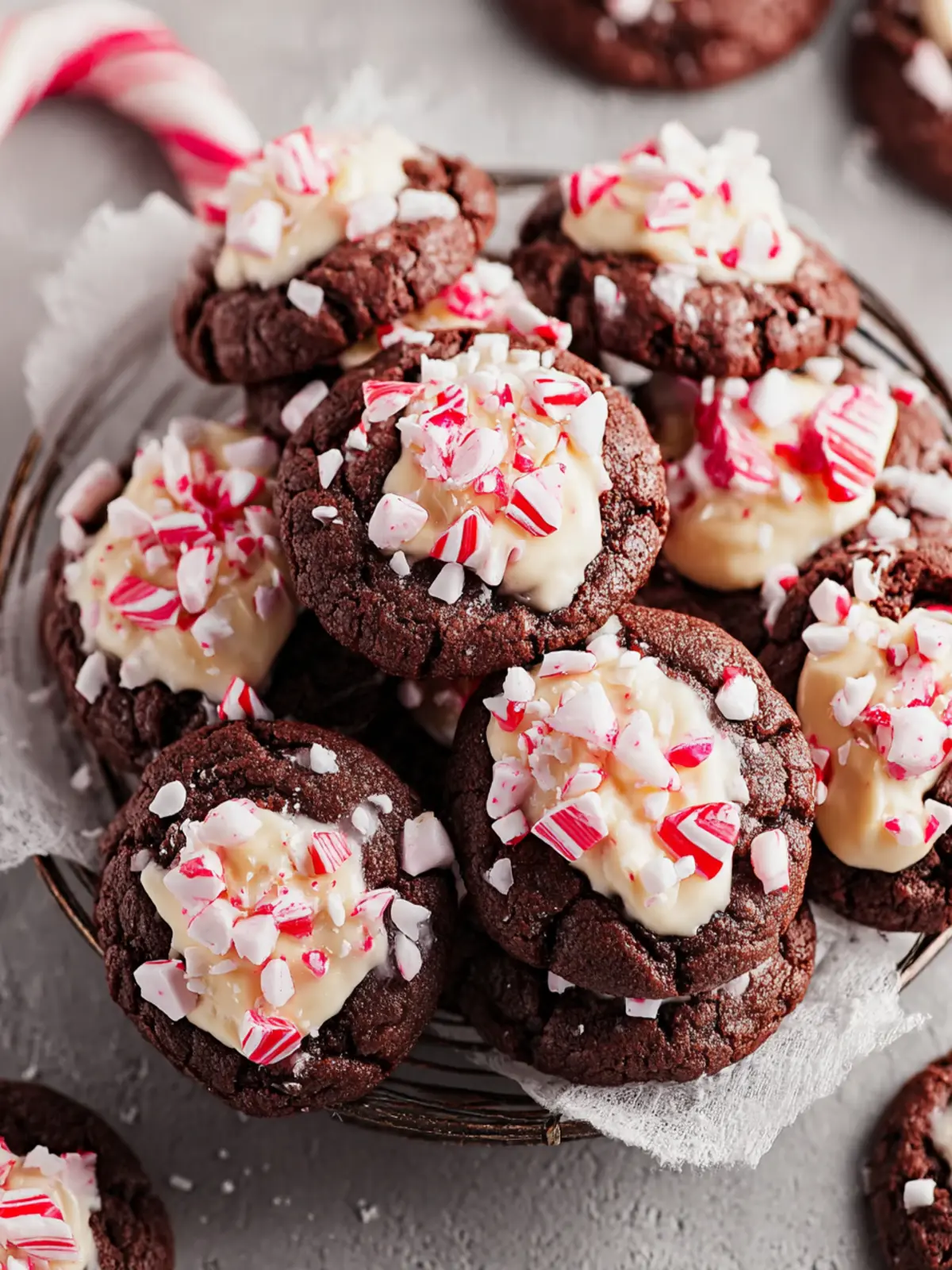 Chewy Mini Chocolate Peppermint Bark Cookies Recipe First Image